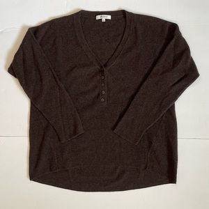 Madewell Brown Asherton Waffle Knit V-Neck Pullover Henley Sweater Small NWOT